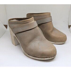 Jeffery Campbell Women's Wooden Clogs Heels Beige Size 8 FLAWED READ